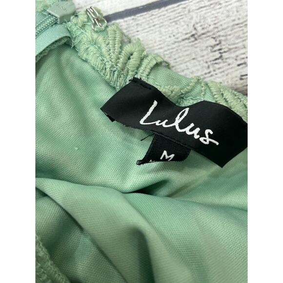 NWT Lulus Womens Romance Language Sage Green Backless Lace Dress Size M - Picture 10 of 12